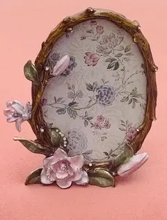 Sparkle Style  Fotolijst Ovaal met Roze Bloemen - Romantisch Staand Lijstje