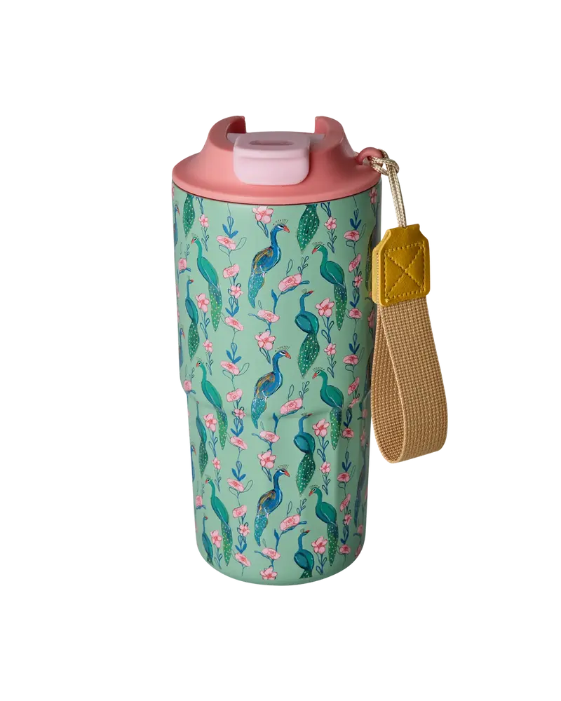 Stainless Steel Thermo cup Peacock print