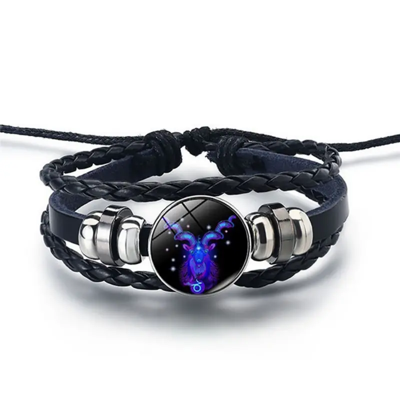 Sterrenbeeld armband – gevlochten design met blauwe steen en verstelbare pasvorm