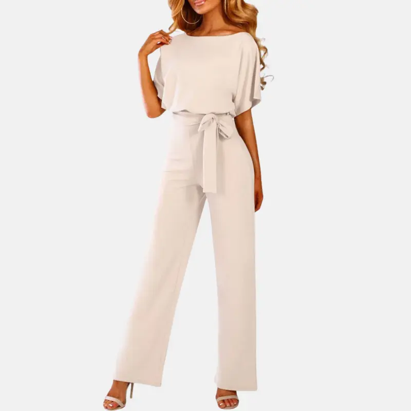 Strandjumpsuit – dunne bandjes, rekbare taille en losse pijp