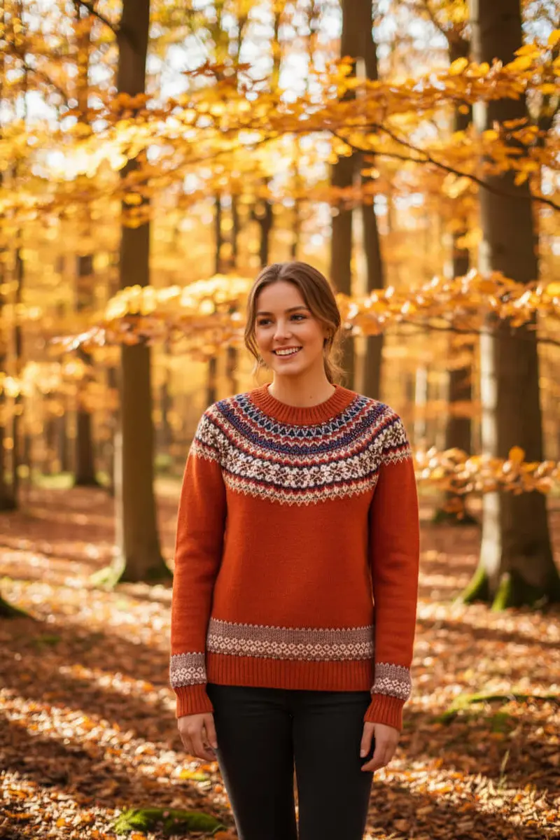 Susan Snowflake Sweater -Gold Flame