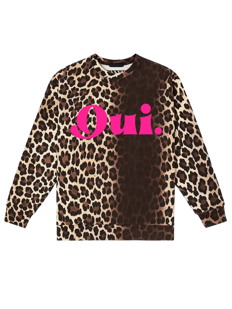 Sweater Leopard Oui Neon Pink Velvet