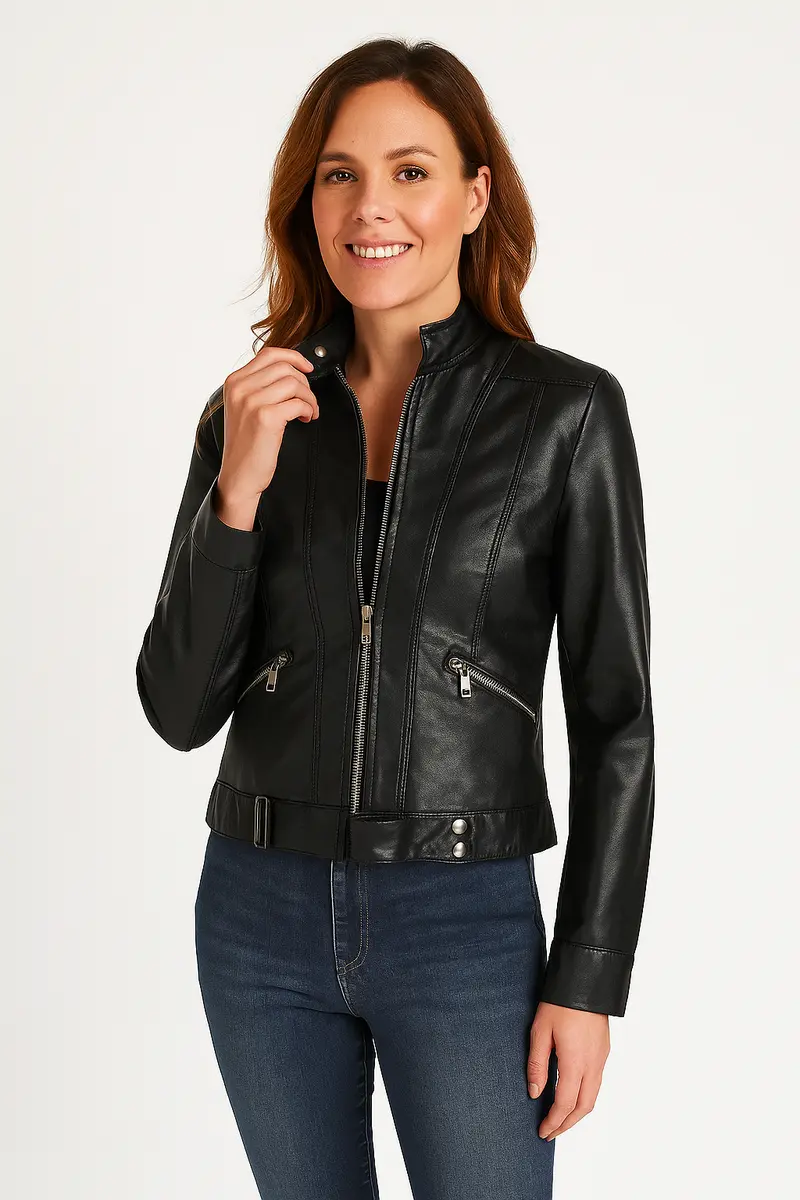 Tailored Jasje in Leerlook – Soft, Tijdloos & Stoer