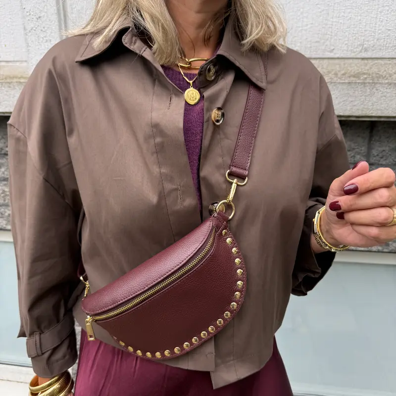Tas Debby Classic Grain Studs Burgundy