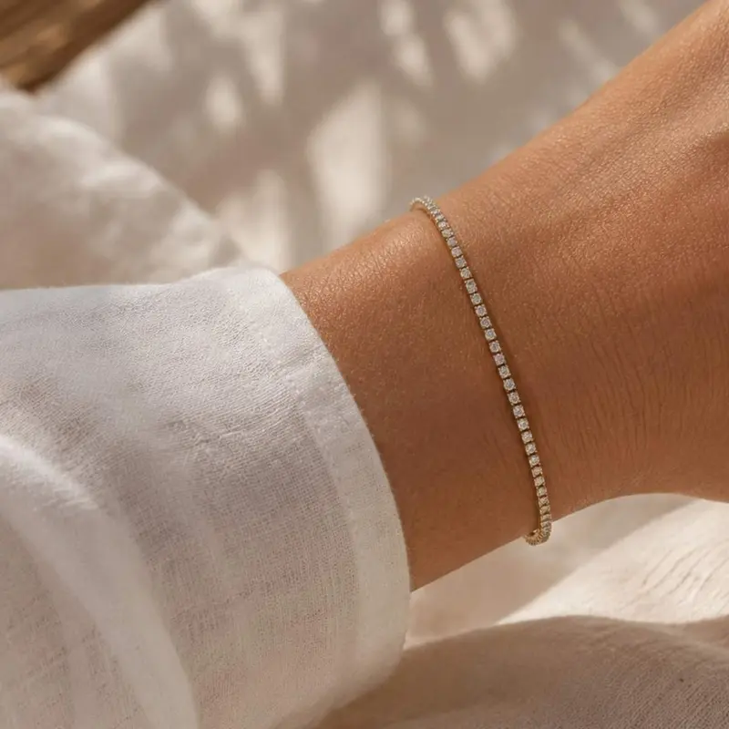 Tennisarmband Verguld Vrouw Grace | Zirkonia Steentjes