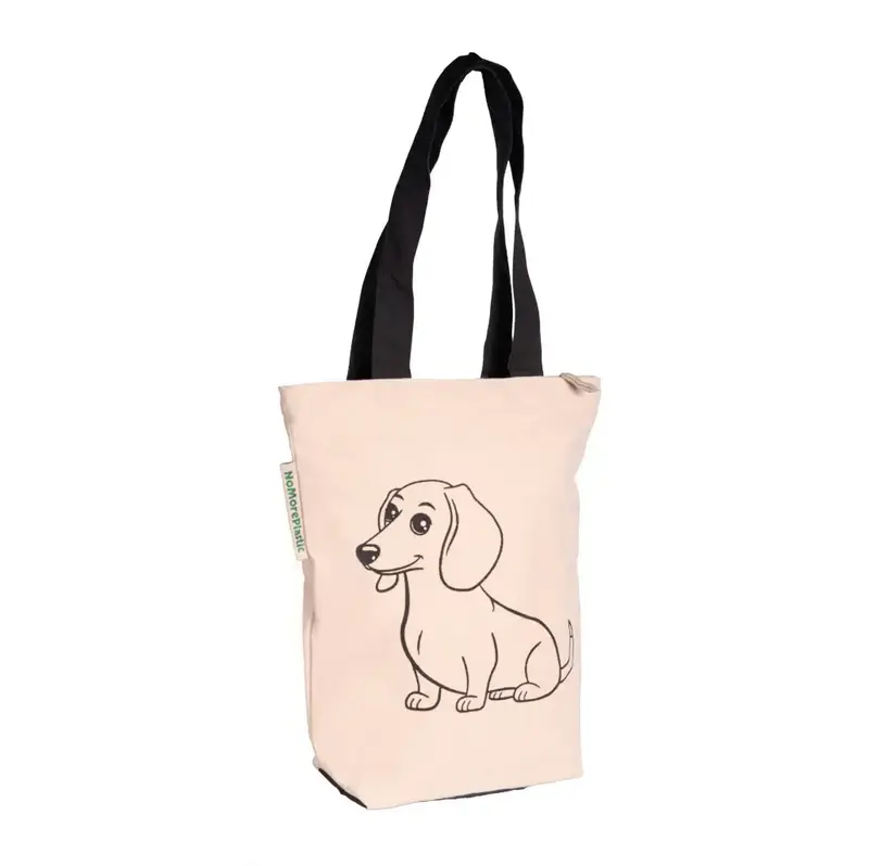 Tote Bag Teckel Duurzame tote bag met rits