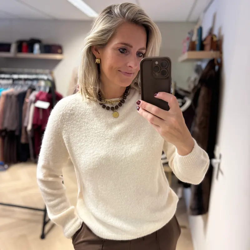Trui Claudia Alpaca Lange Mouw Offwhite