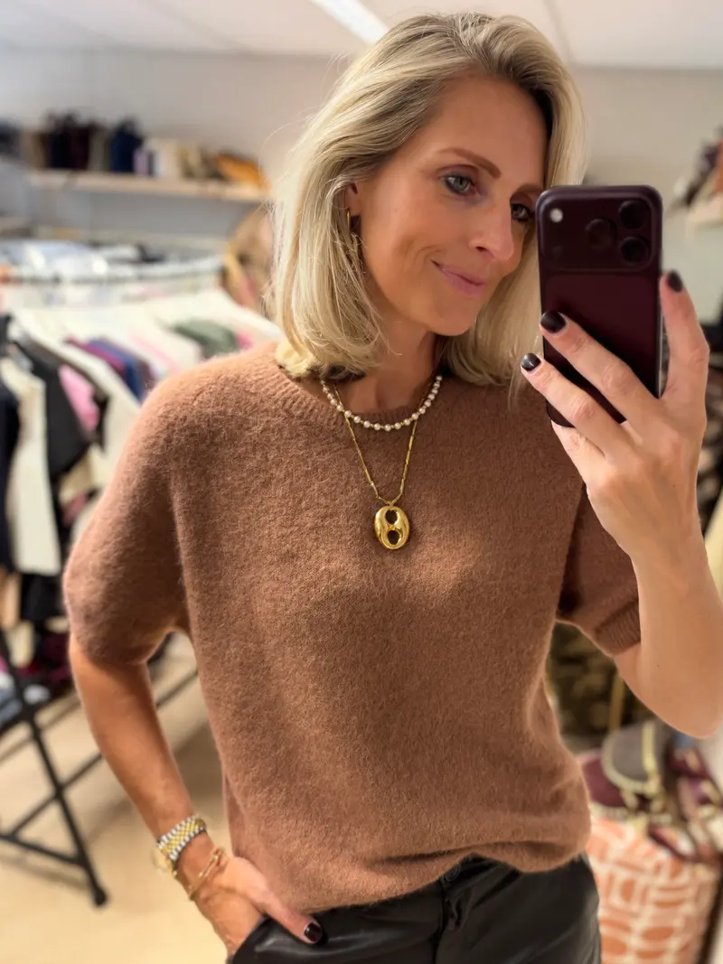Trui Claudia Korte Mouw Alpaca Camel