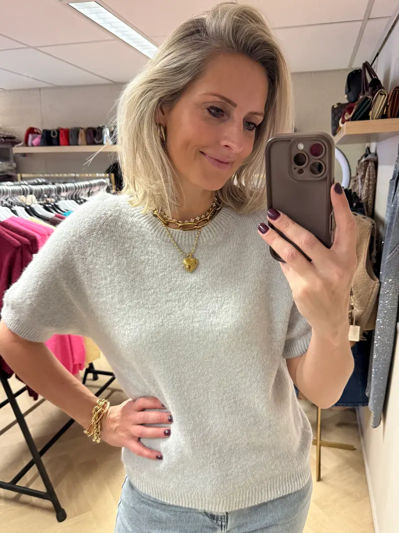Trui Claudia Korte Mouw Alpaca Lichtgrijs
