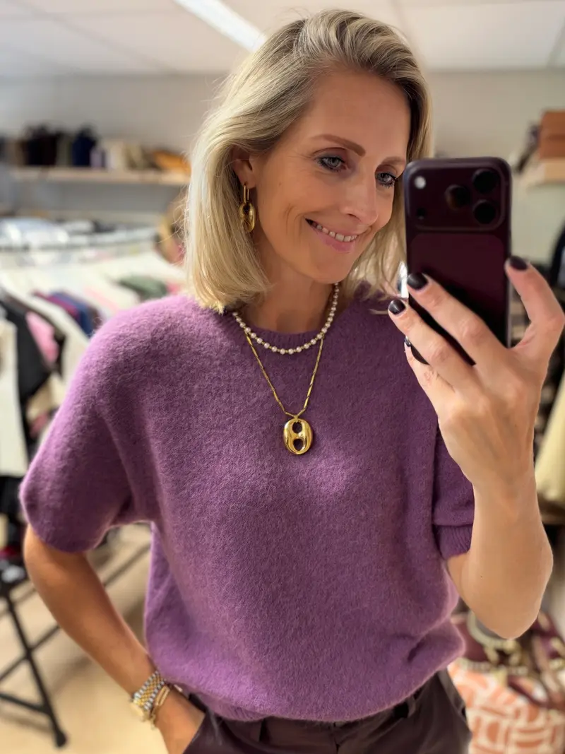 Trui Claudia Korte Mouw Alpaca Lilac