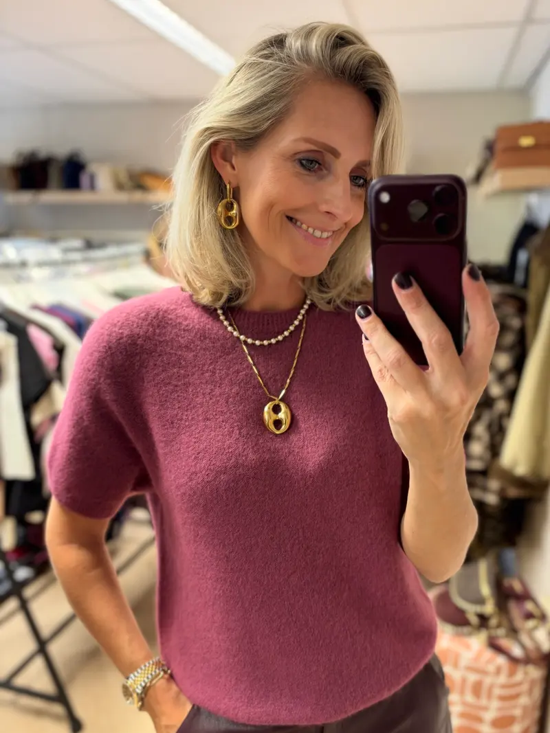 Trui Claudia Korte Mouw Alpaca Mauve