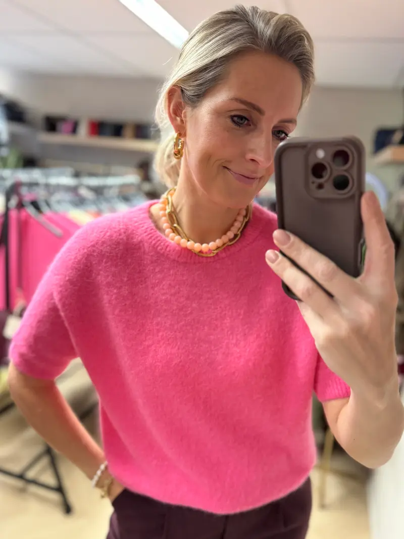 Trui Claudia Korte Mouw Alpaca Roze