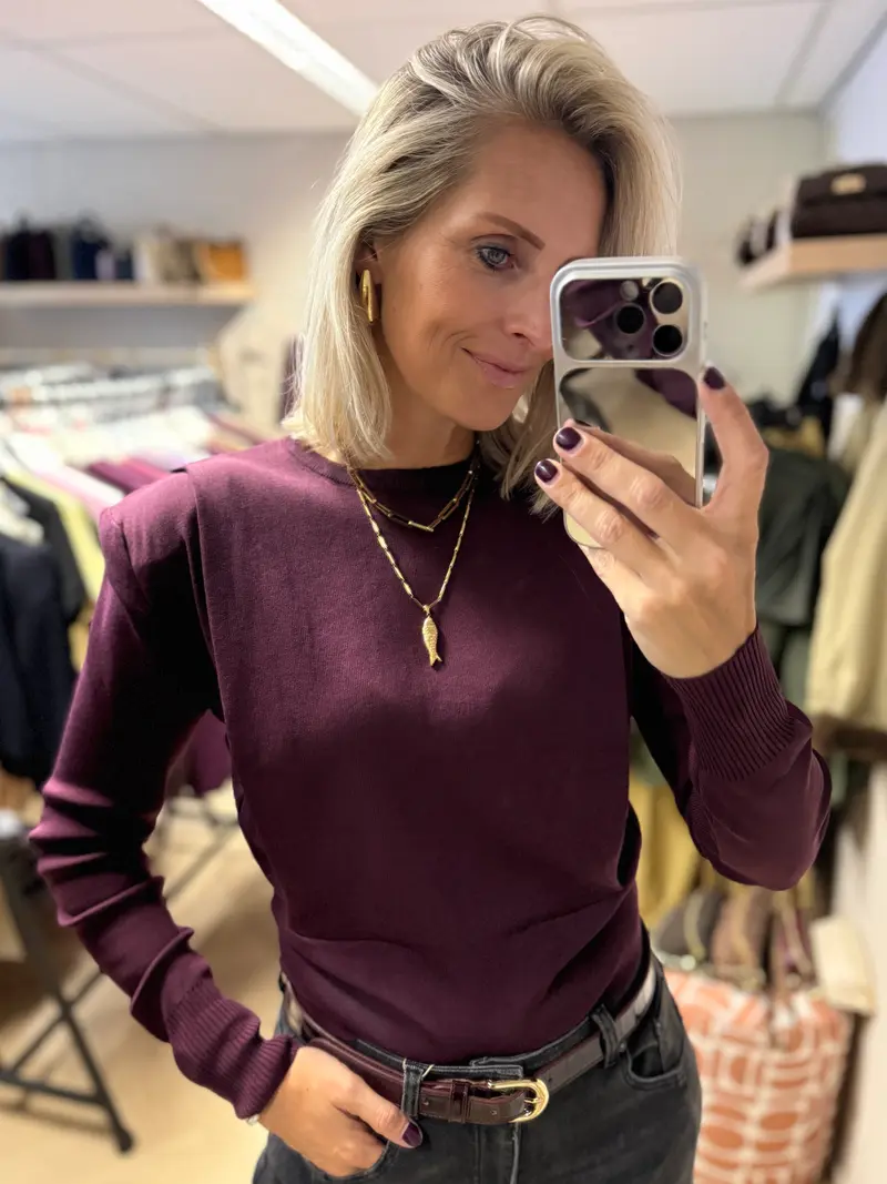 Trui Ginny Schouders Plum