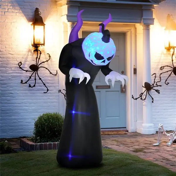 Tuinfiguur opblaasbaar – 180 cm spook met vlamprojectie en IP44