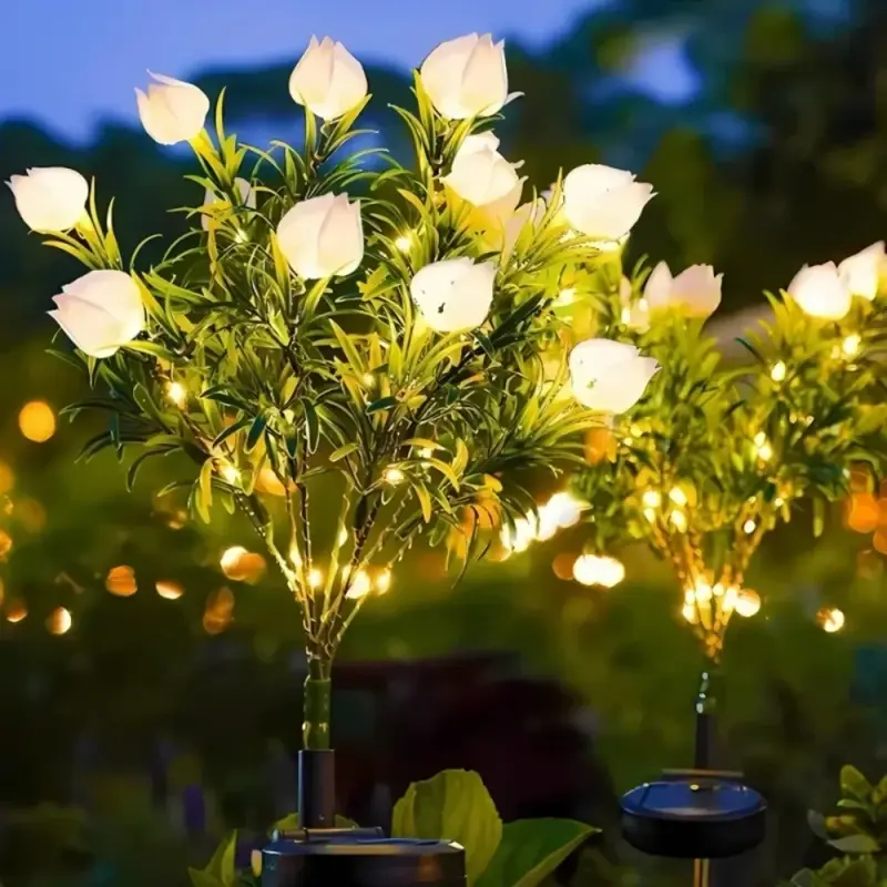 Tuinlampen op zonne-energie – bloemvorm, schemersensor, 10 uur licht
