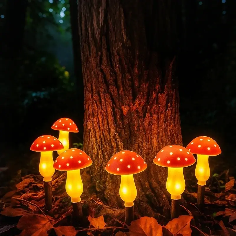 Tuinverlichting op zonne-energie – paddenstoellampjes met 8 lichtstanden