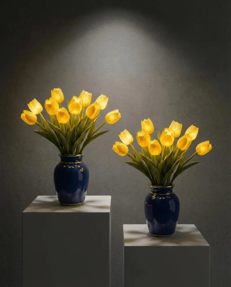 Tulpenlamp – kunstboeket met een warm lichtje in elke bloem voor tafel of kast