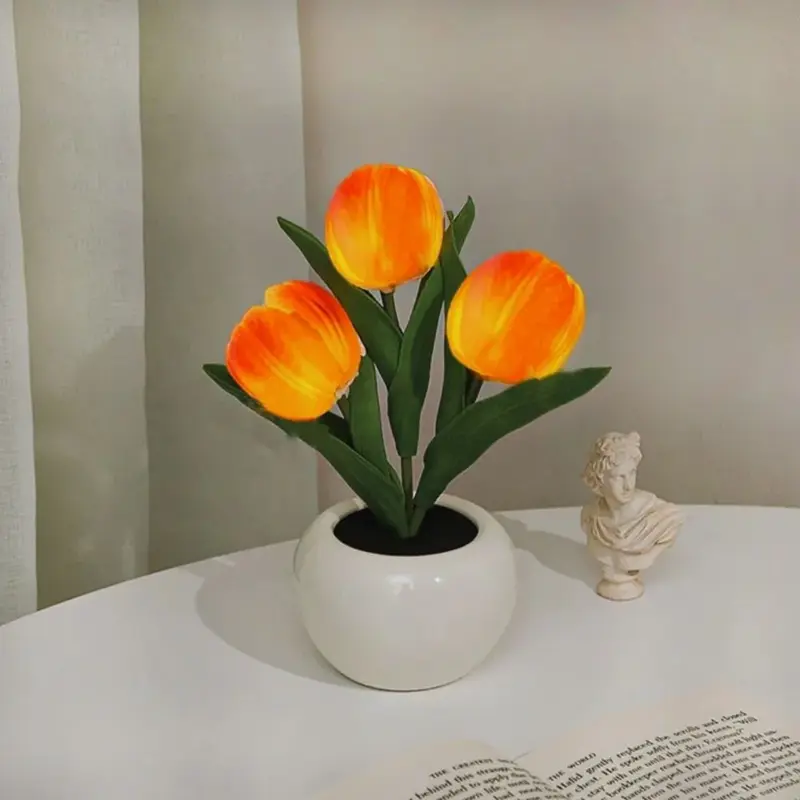 Tulpenlamp – nachtlampje met warmwit licht en zachte tulpen