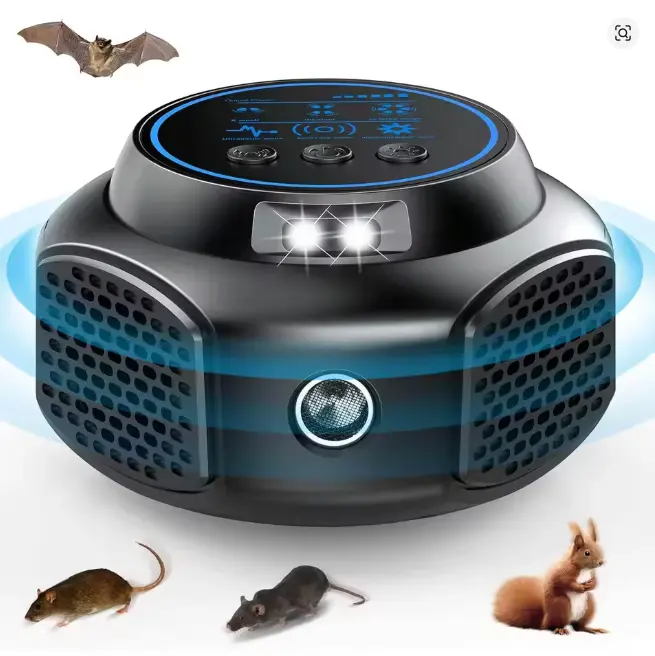 Ultrasone Ongedierteverjager – 360° Bereik & LED-Stroboscoop