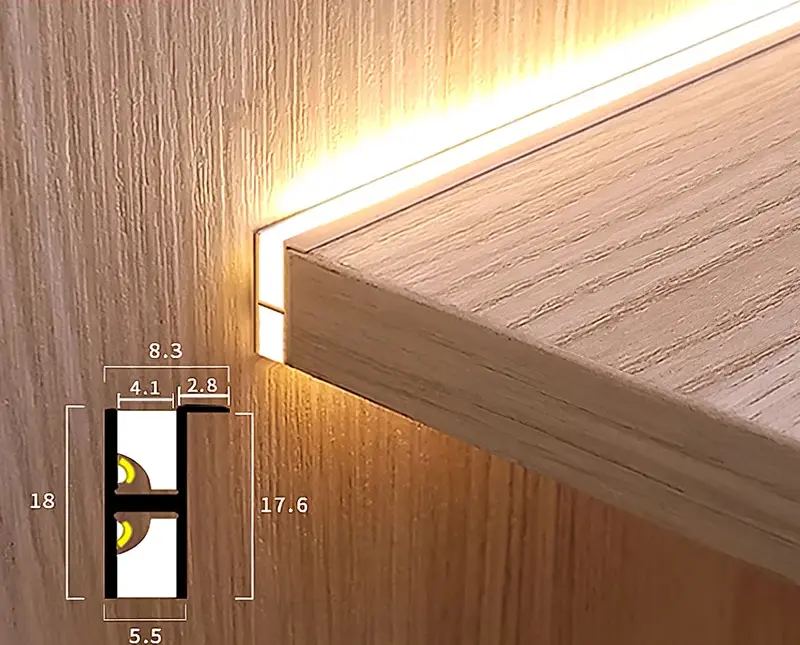 Unsichtbarer - LED-Streifen für 18-mm-Regalböden