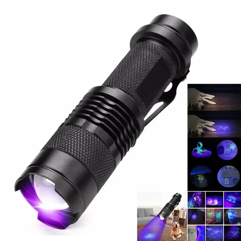UV Zaklamp 395nm – Verstelbare Focus & 3 Lichtstanden