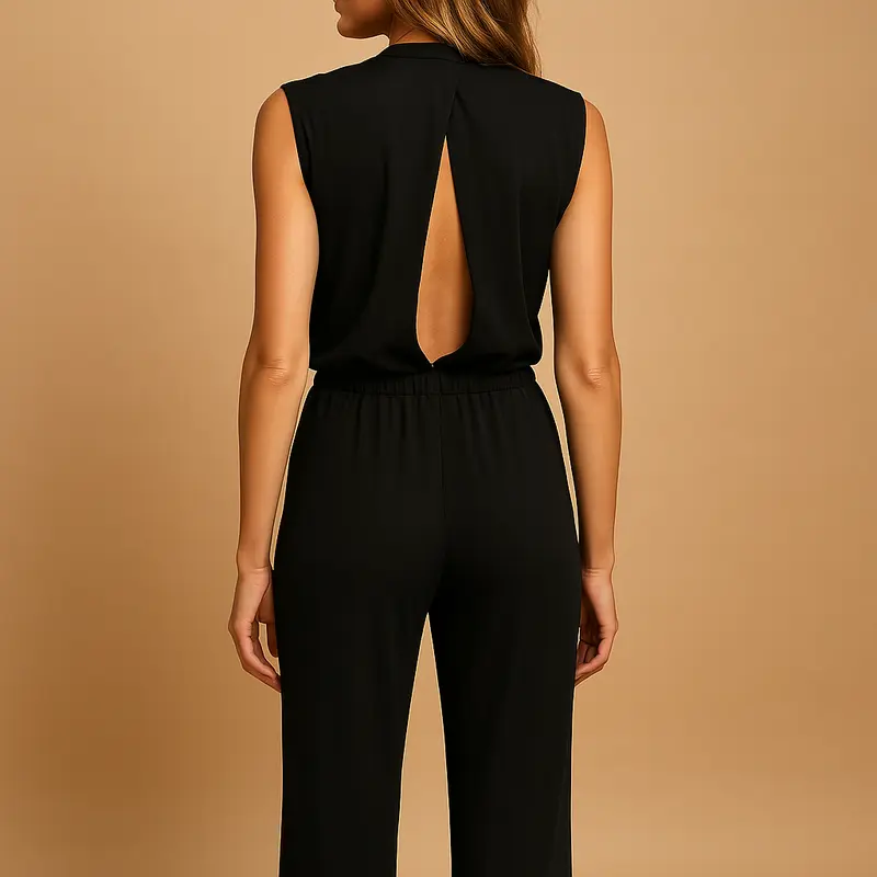 Valeria | Eleganter und hochgeschlossener Jumpsuit mit weitem Bein