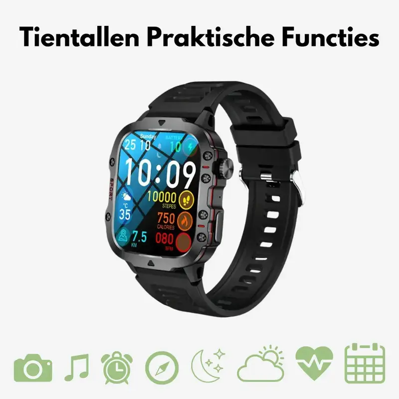 VentureWatch - Outdoor Smartwatch – Waterdichte Smartwatch Met Bellen, Sportmodi & Gezondheidstracking