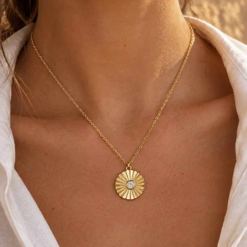 Vergulde Ketting Met Hanger Aurora | Zirkonia steentje