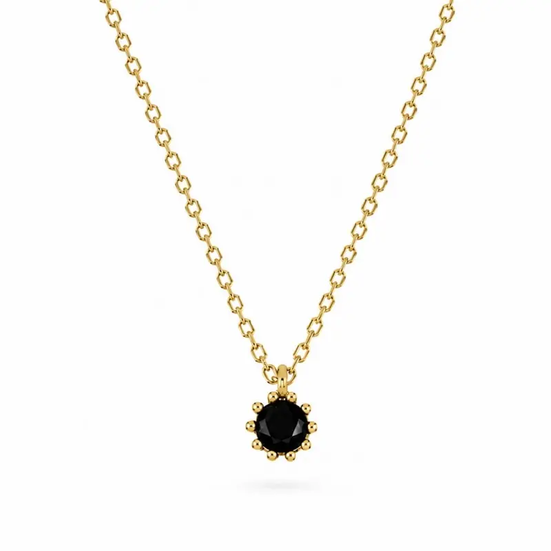 Vergulde Ketting Met Zwart Steentje Hanna