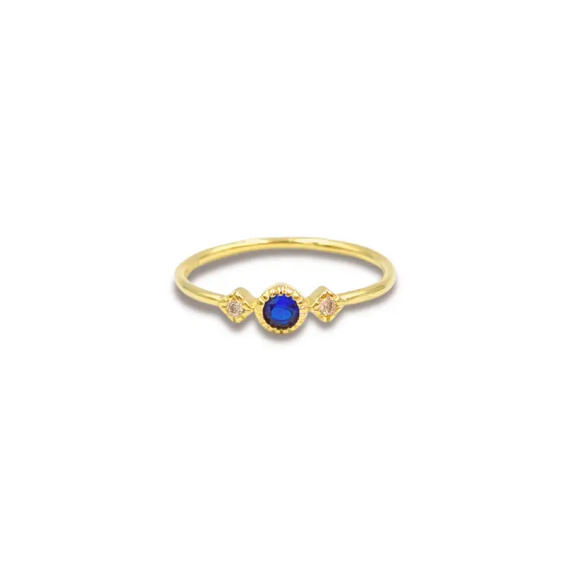 Vergulde Oceaan Ring Met Steentjes Mana Kai Ring - Goldplated Zilver - Kleur Goud