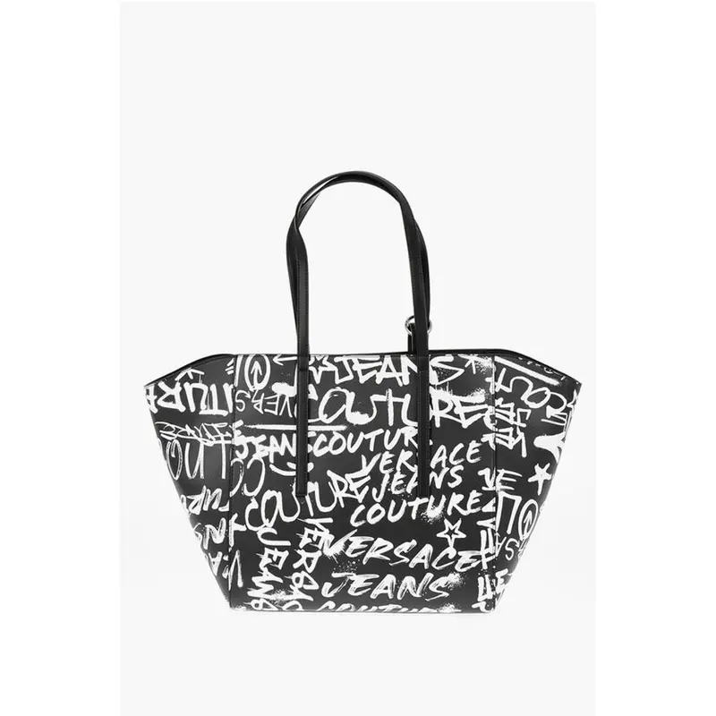 Versace Black And White Polyester Shoulder Bag