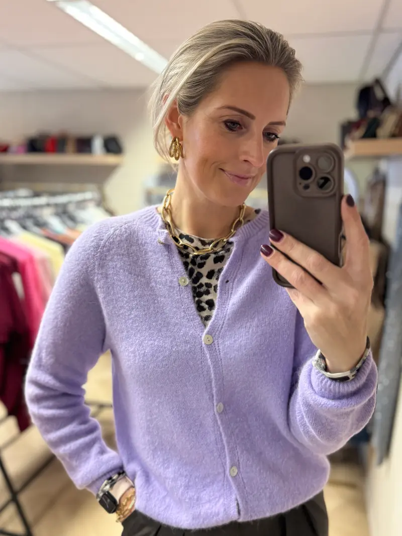 Vest Claudia Lange Mouw Alpaca Lila