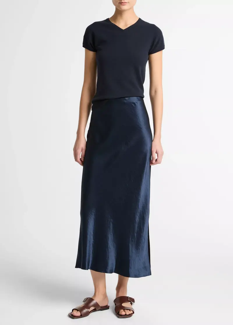 Vince Side Slit Slip Skirt Coastal Blue