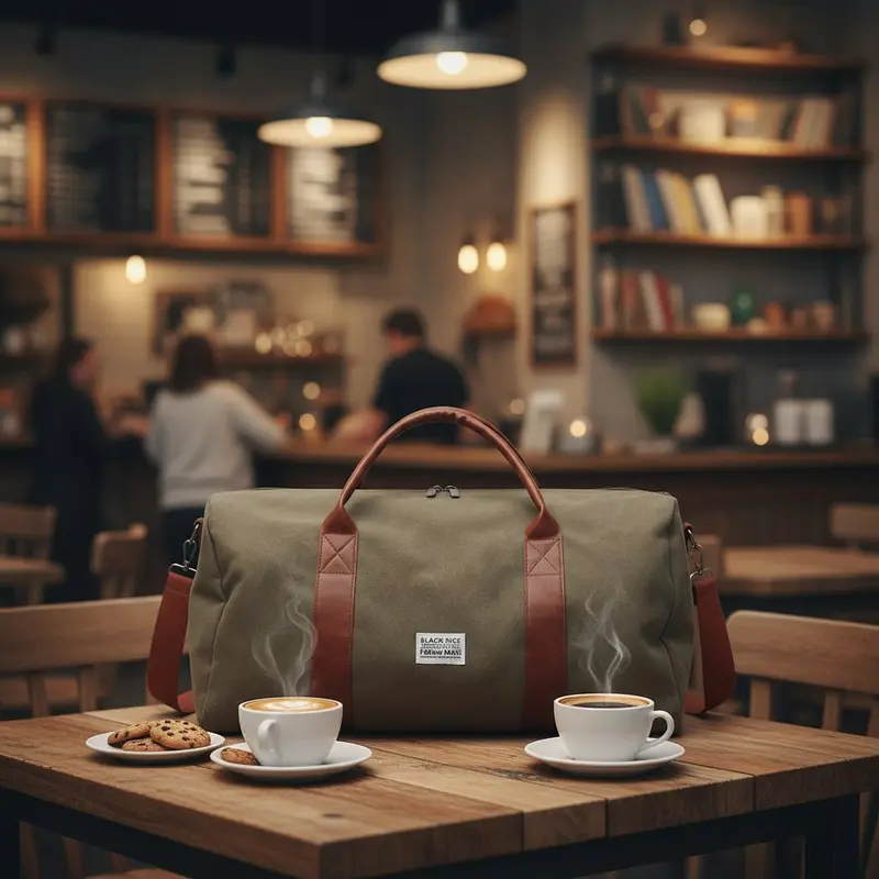 Vintage Canvas Weekender Travel Bag - Leather and Multiple Compartments