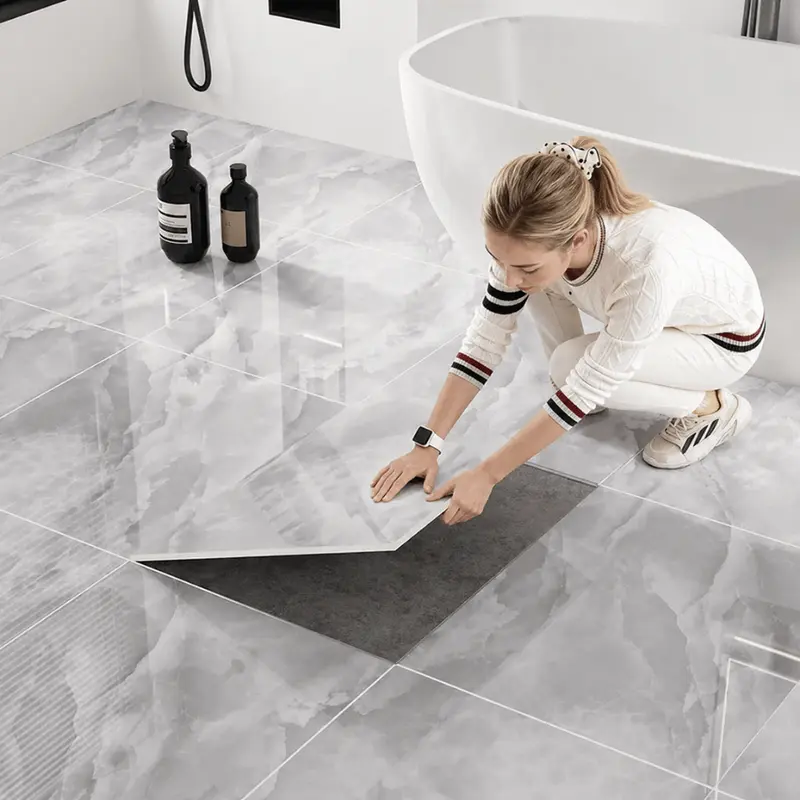 Vinylvloer Zelfklevend 30 × 30 cm – 10 Tegels in Marmerlook