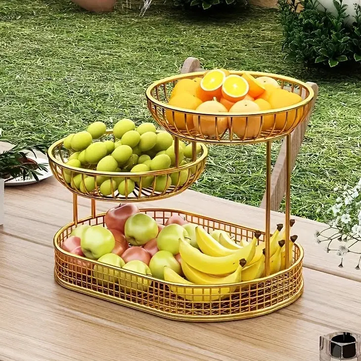 Viresta Fruitschaal – 3-Laags Design & Stevige Metalen Constructie