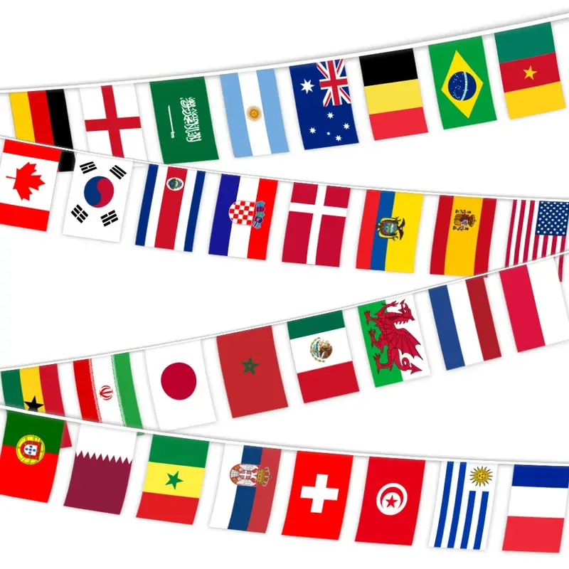 Vlaggenlijn Wereld – Set met Internationale Vlaggen voor Decoratie