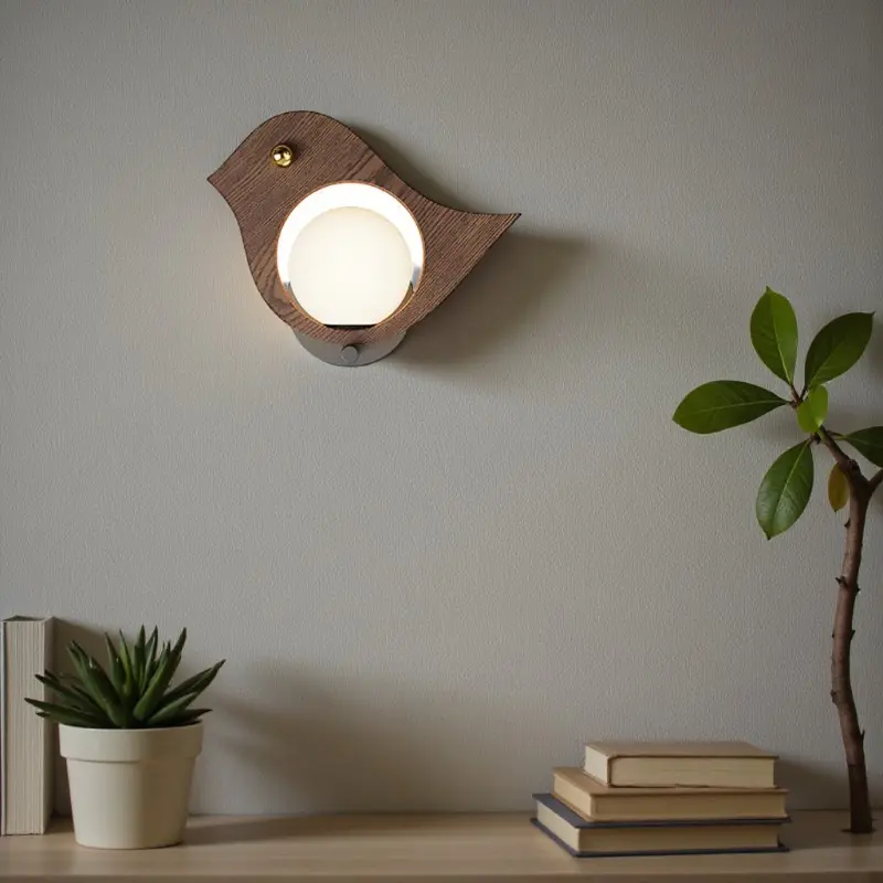Vogelinspirierte - LED-Wandleuchte aus Massivholz