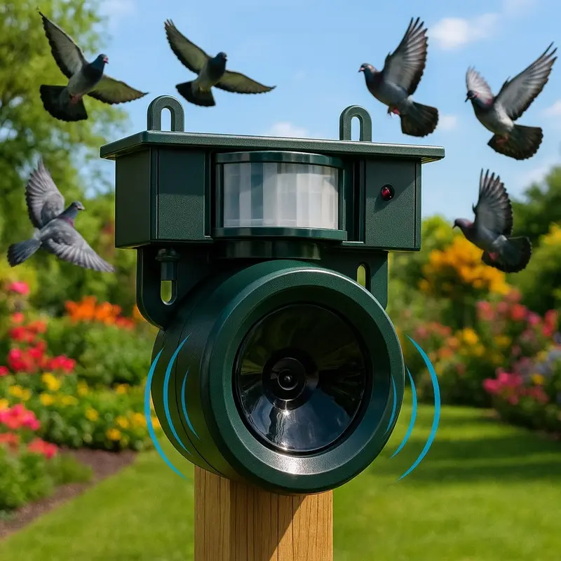 Vogelverjager – solar vogelafschrikker met sensor en geluid