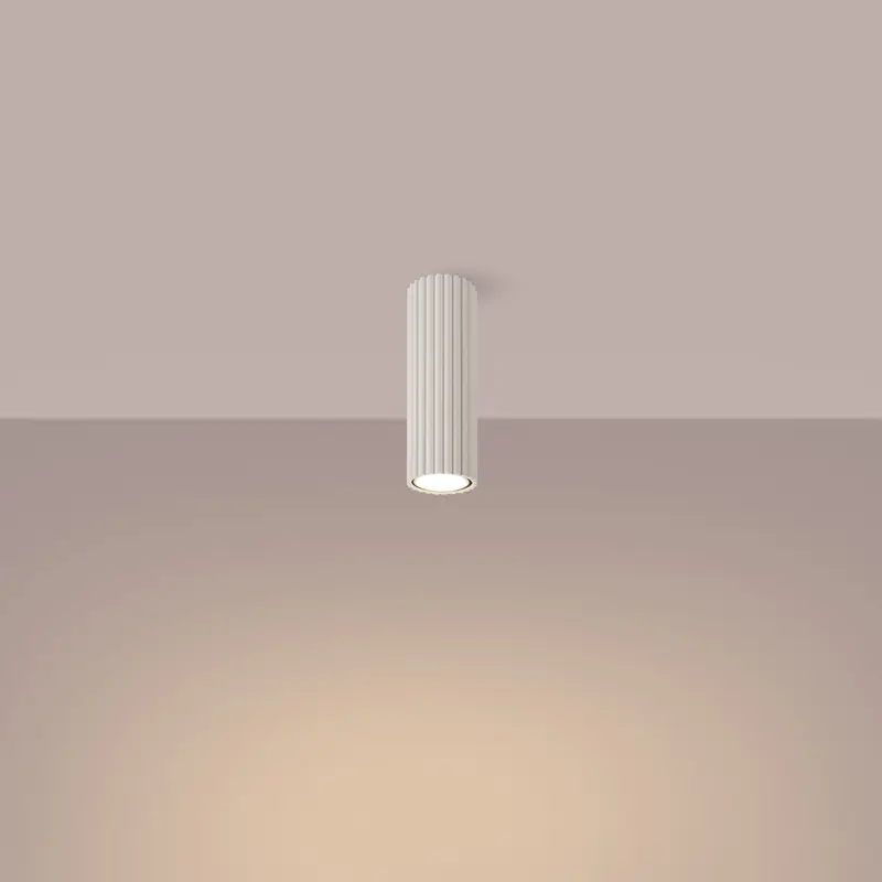 Vortex - Deckenleuchte beige als hoher Röhren-Spot 20 cm
