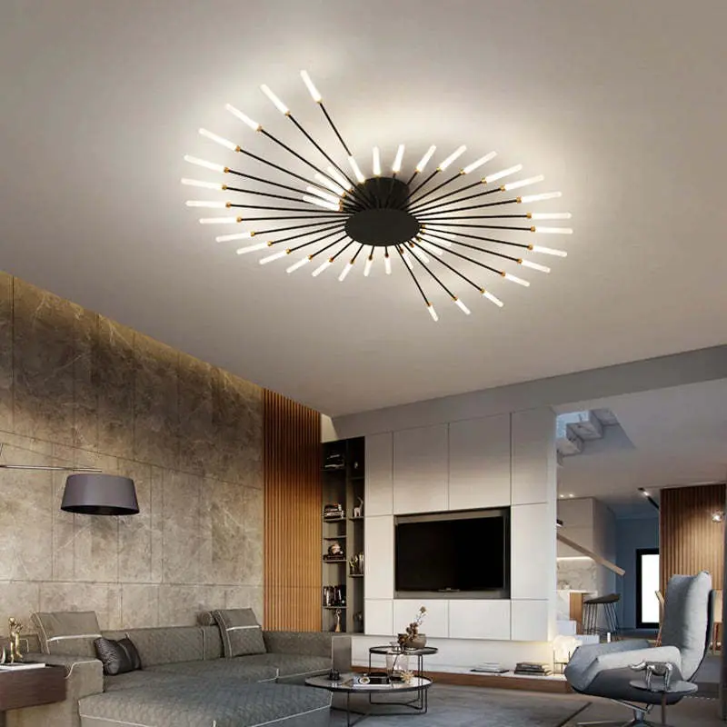 Vuurwerk Plafondlamp – Moderne LED Kroonluchter met Scandinavisch Design voor Woonkamer, Slaapkamer & Kinderkamer
