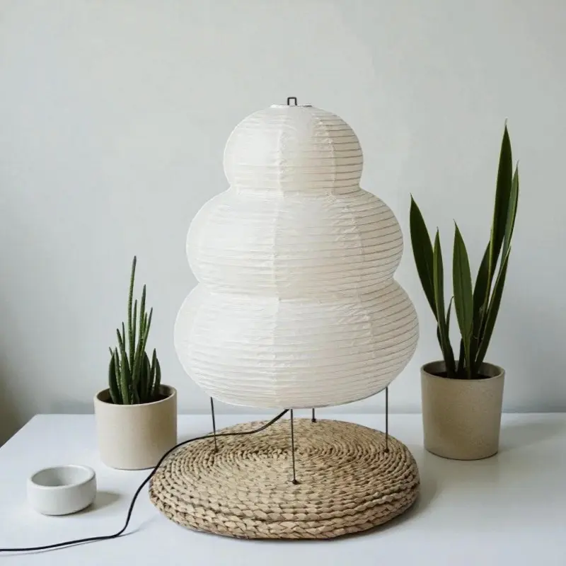 Wabi - Sabi Reispapier Stehlampe mit verstellbarem Ständer