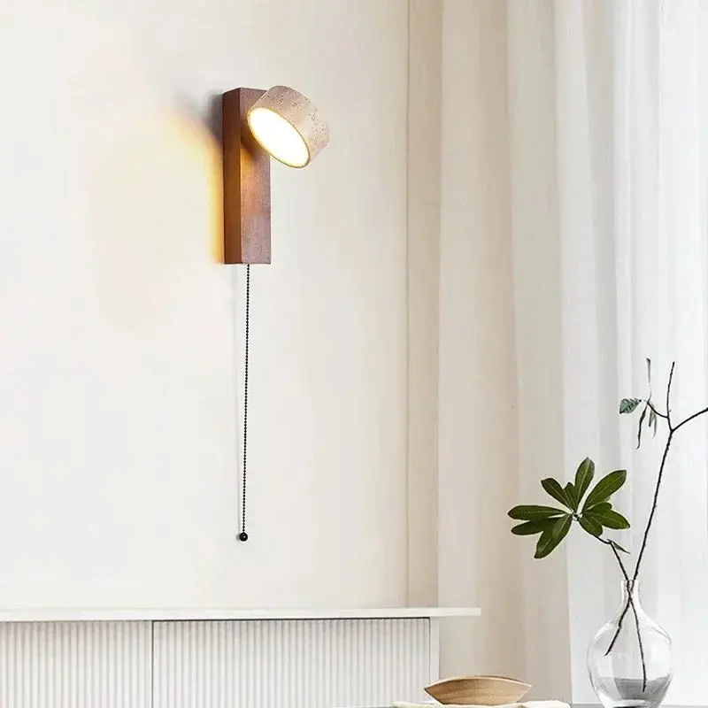 Wallix - Cremefarbene LED-Wandleuchte mit Zugschalter