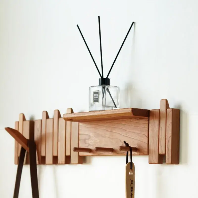 Walnut Wood Coat Rack – Creative Piano Key Design for the Hallway or Entryway with 9 Hooks