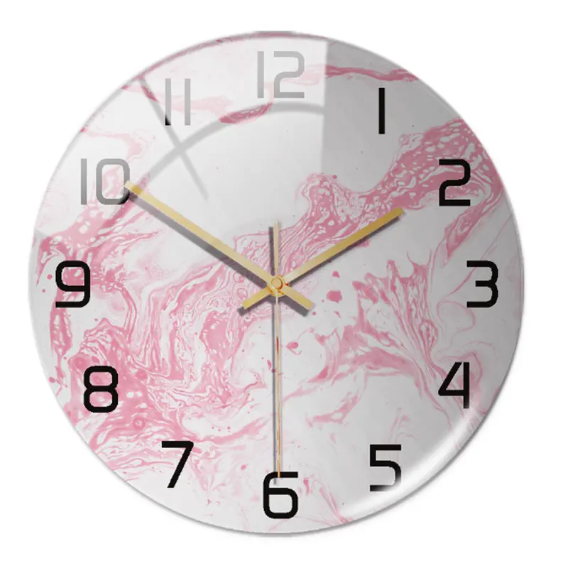 Wandklok met Elegante Marmerlook voor Woonkamer, Slaapkamer en Keuken