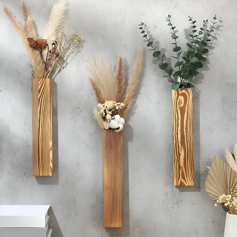 Wandvase - Holz Wandvase -Holz Wandvase rechteckig 30 cm