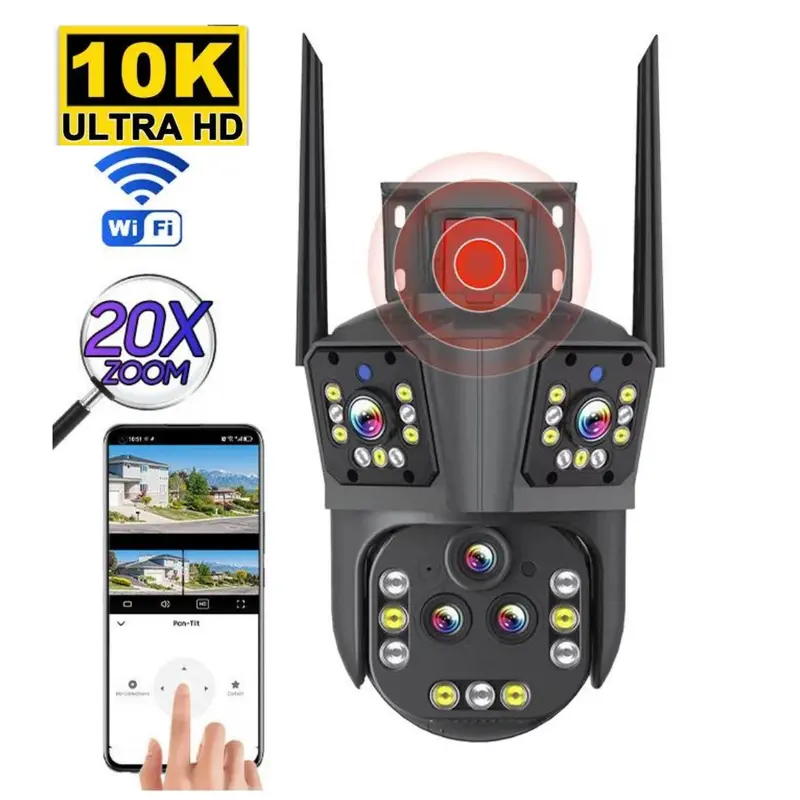 WatchTower 10K - Draadloze 20MP Beveiligingscamera Met 20x Zoom | 360° Dekking, Nachtzicht & Slimme Tracking