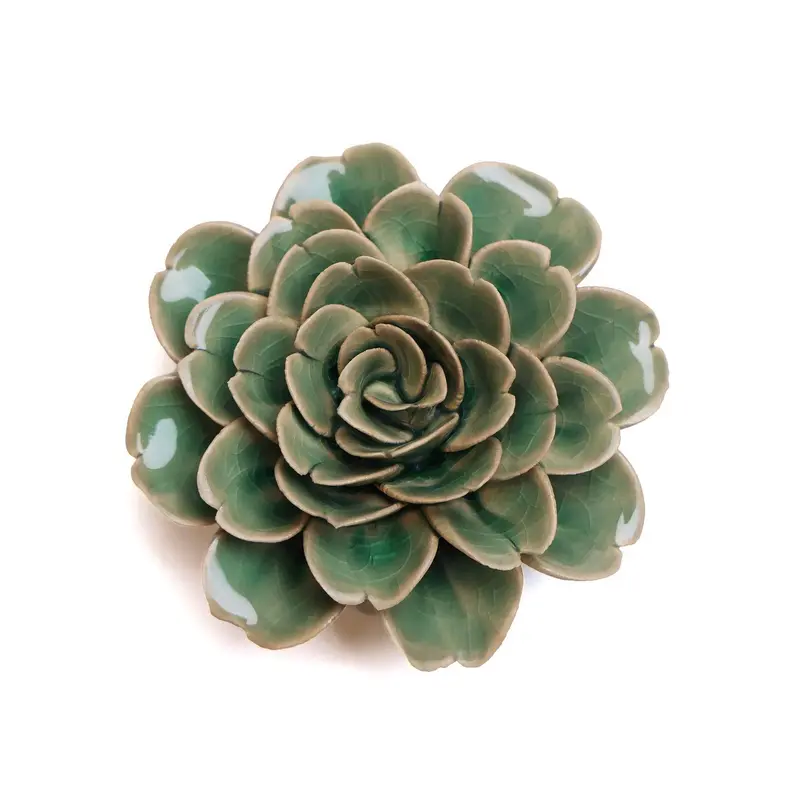 Wedding Boho Ceramic Flower Wall Decor Green Rose