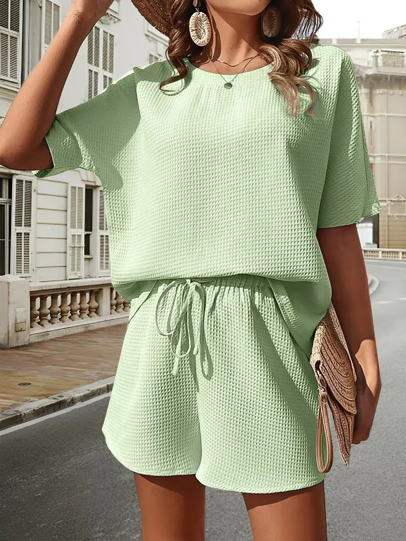 Wilhelmine | Damen Zweiteiliges Set Lockere Passform Kordelzug – Lounge Set