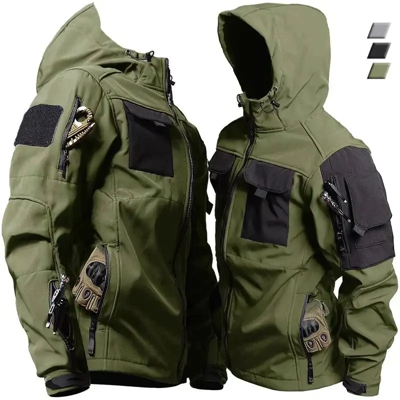 Winddichte Tactical Jas – Robuuste Outdoor Jas met Meerdere Zakken voor Heren